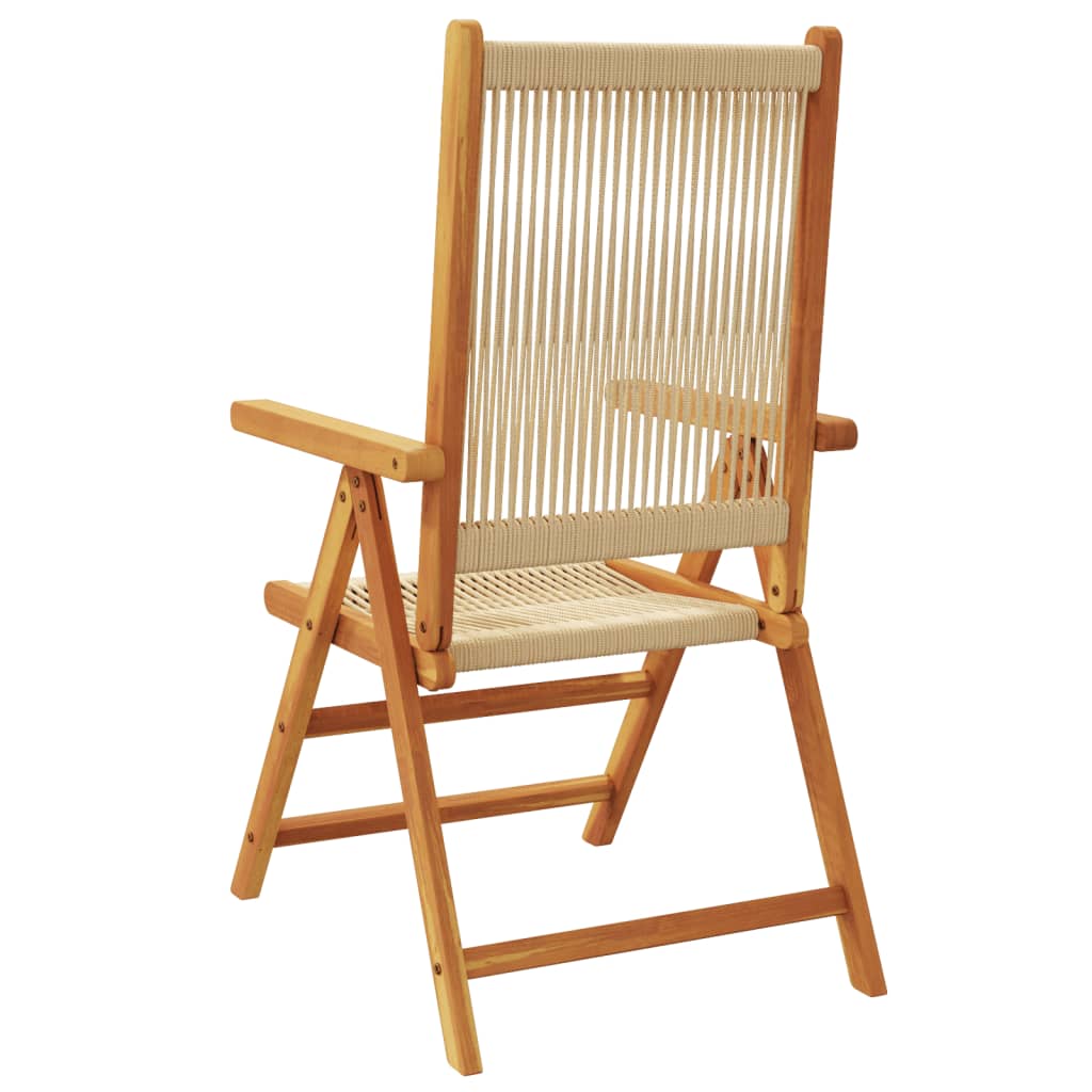 Beige Acacia Wood & Polypropylene Garden Chairs, Set of 2