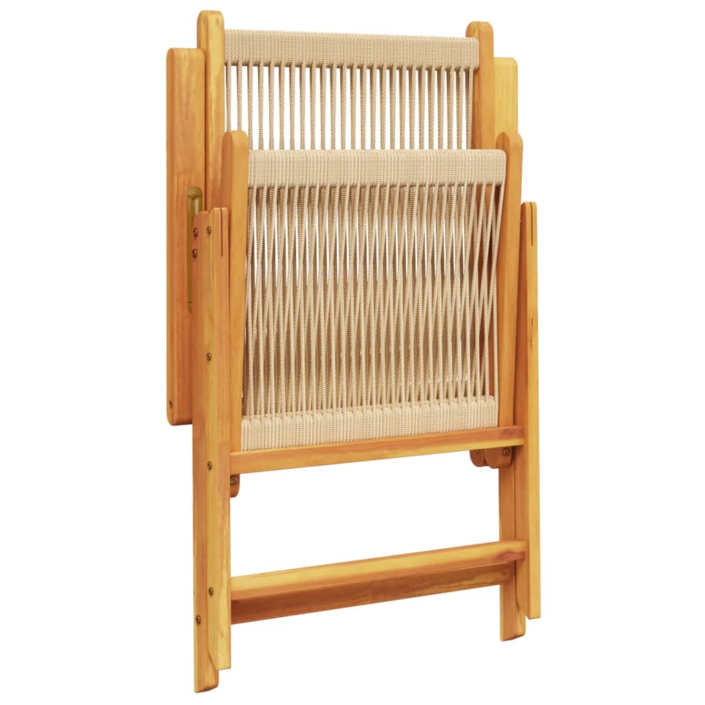 Beige Acacia Wood & Polypropylene Garden Chairs, Set of 2