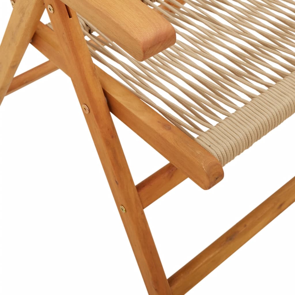 Beige Acacia Wood & Polypropylene Garden Chairs, Set of 2