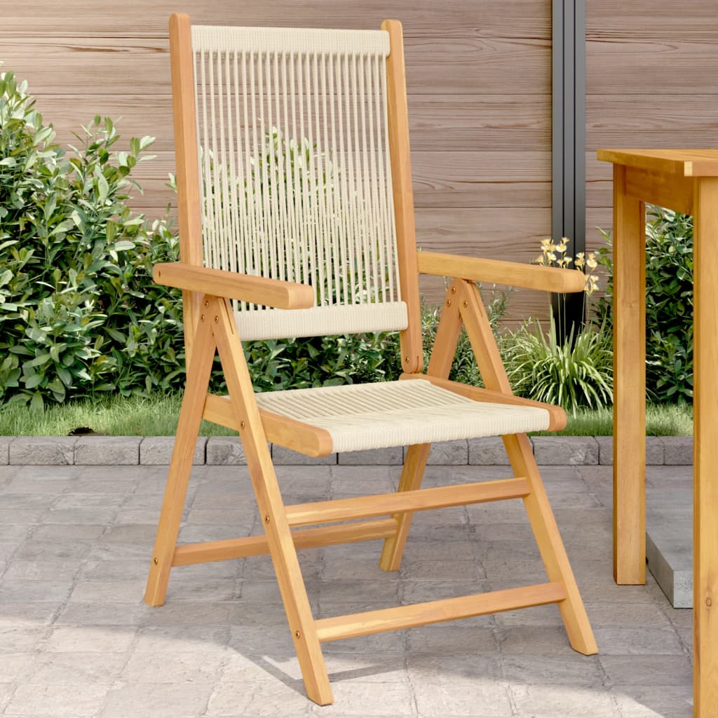 Beige Acacia Wood & Polypropylene Garden Chairs, Set of 2