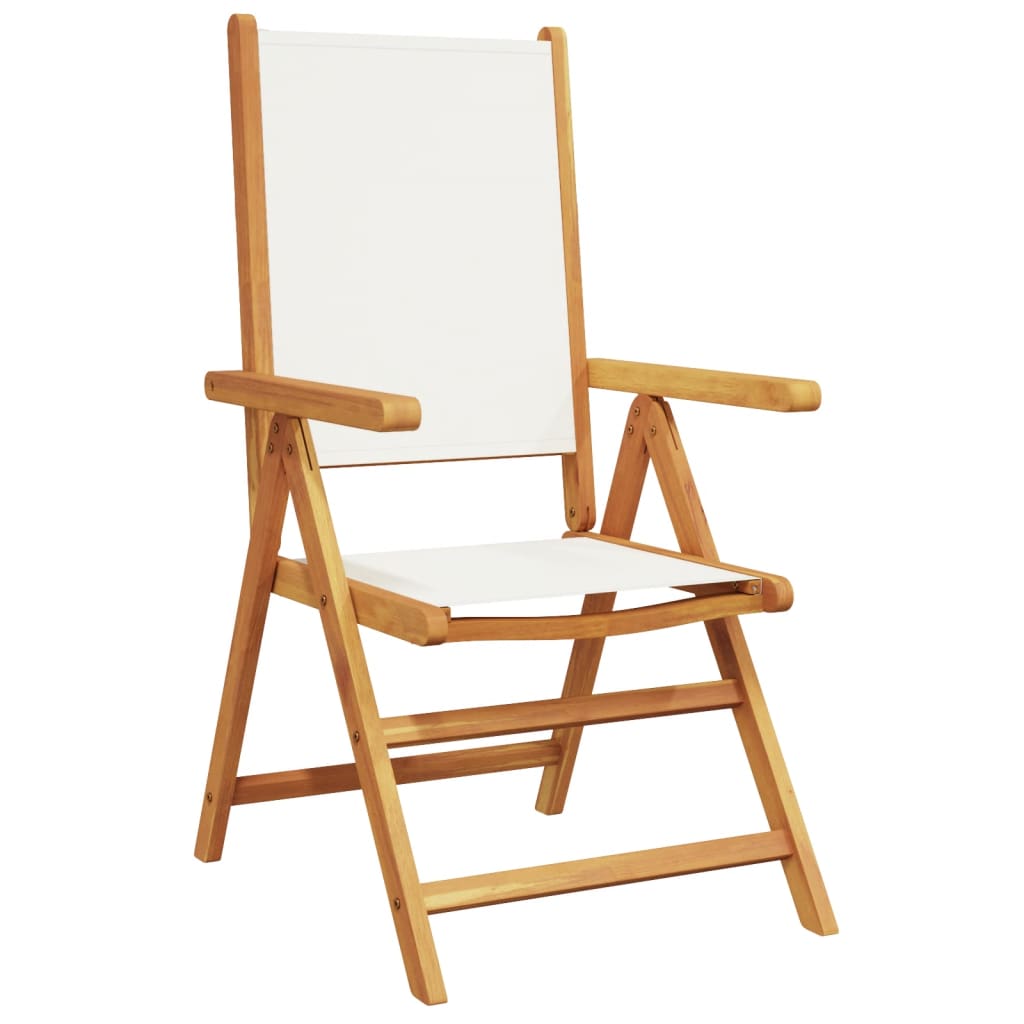 Cream White Acacia Wood Garden Chairs Set of 2 with Fabric Cushions