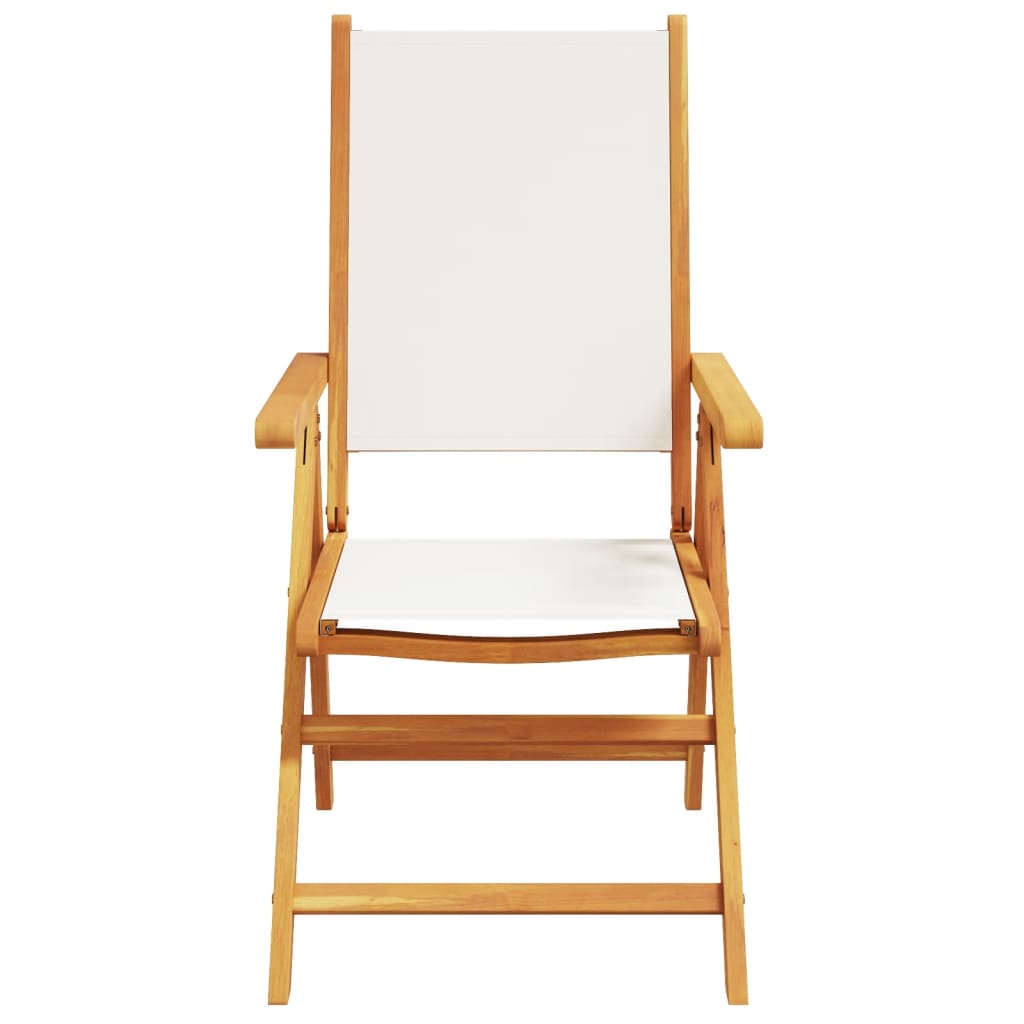 Cream White Acacia Wood Garden Chairs Set of 2 with Fabric Cushions