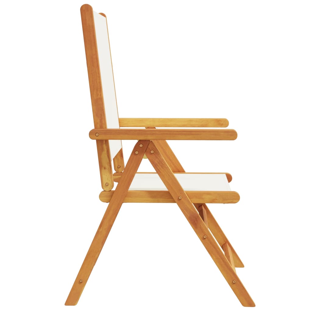 Cream White Acacia Wood Garden Chairs Set of 2 with Fabric Cushions