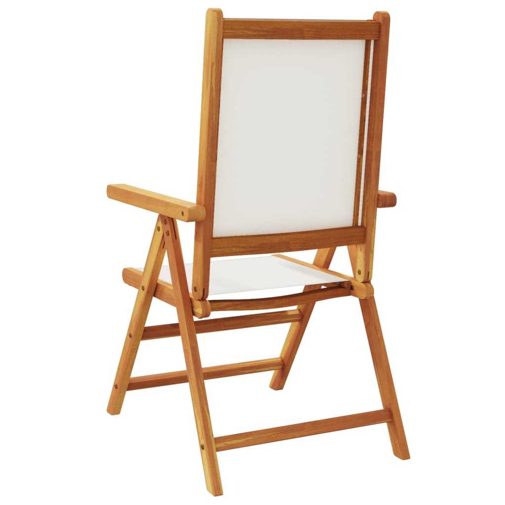 Cream White Acacia Wood Garden Chairs Set of 2 with Fabric Cushions