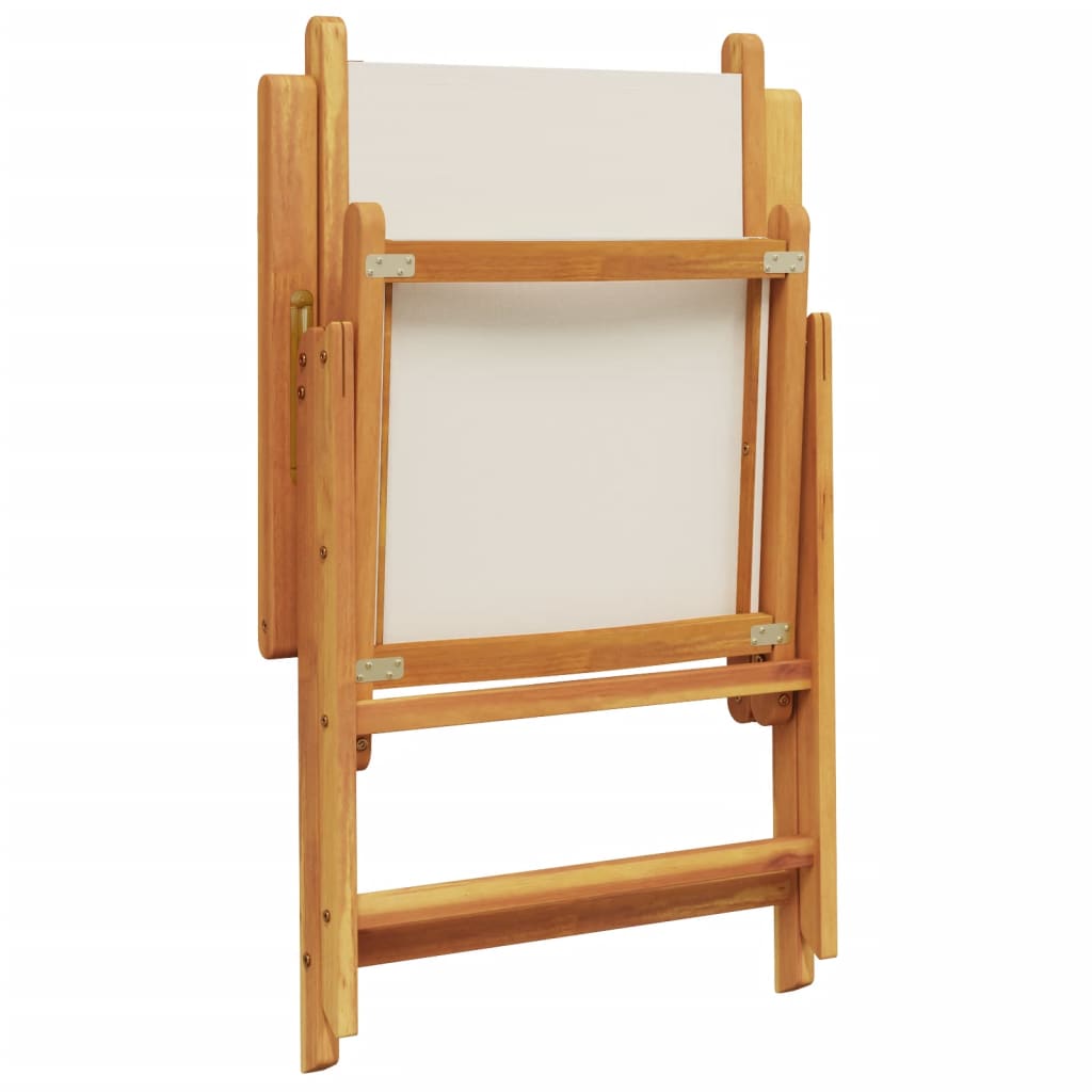 Cream White Acacia Wood Garden Chairs Set of 2 with Fabric Cushions