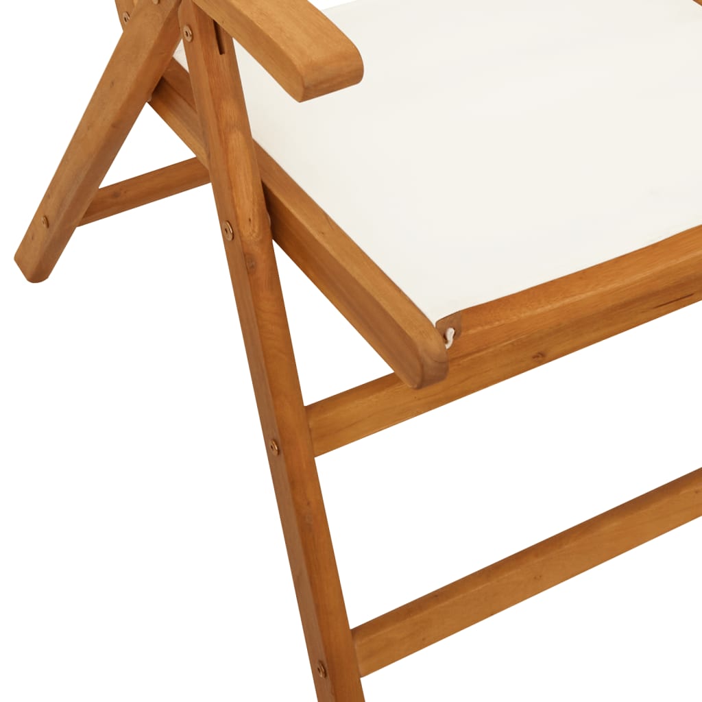 Cream White Acacia Wood Garden Chairs Set of 2 with Fabric Cushions