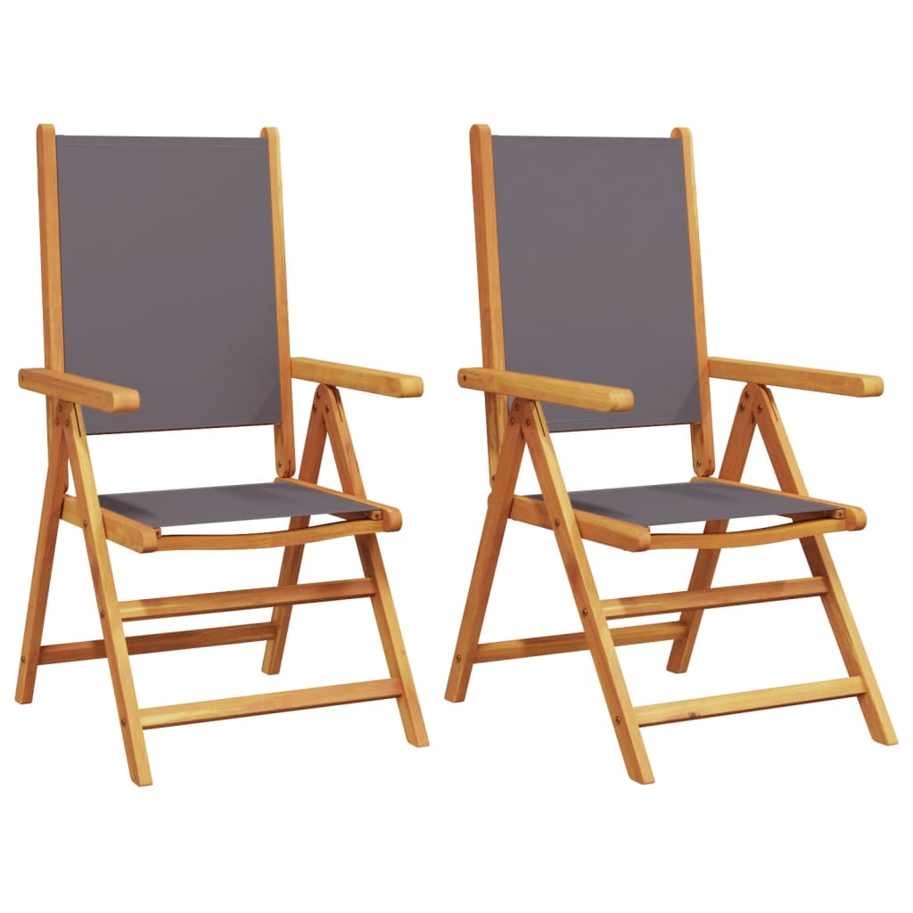 Anthracite Solid Wood & Fabric Garden Chairs, Set of 2