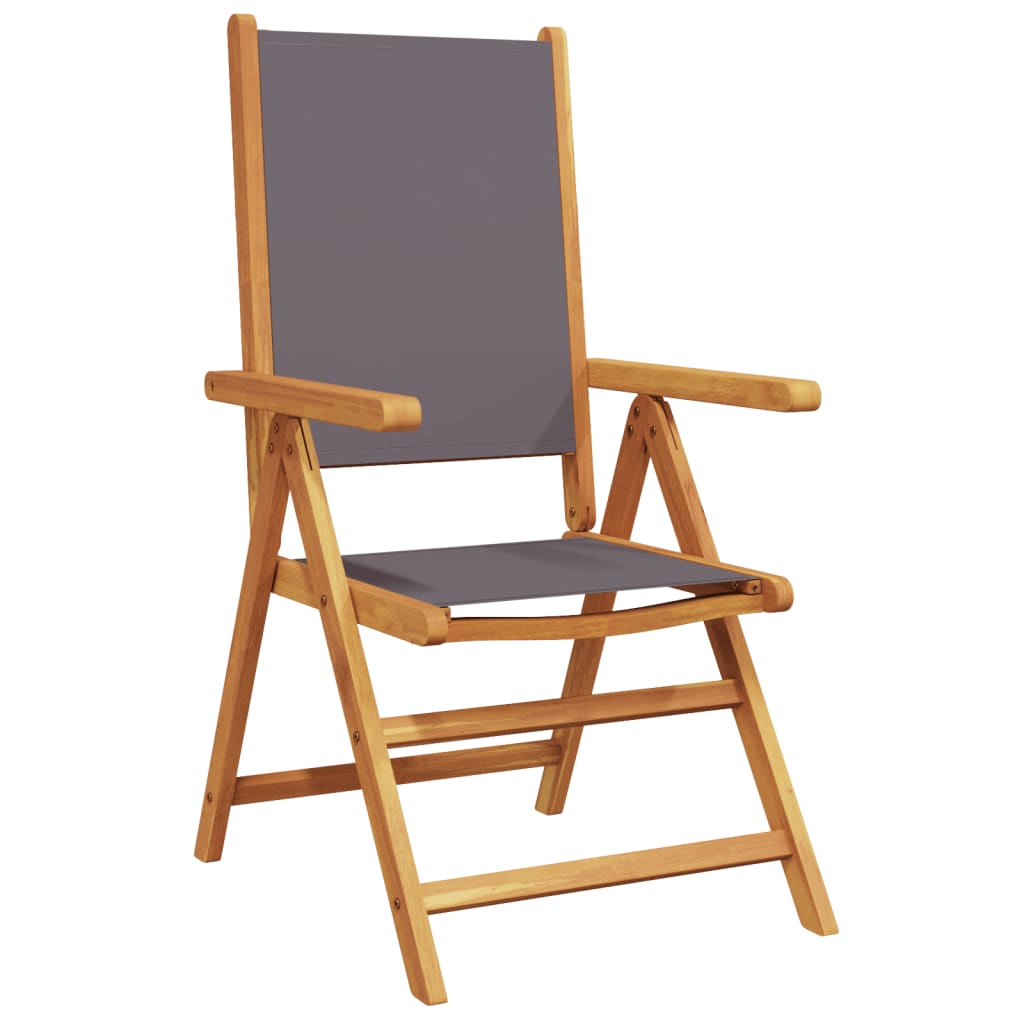 Anthracite Solid Wood & Fabric Garden Chairs, Set of 2