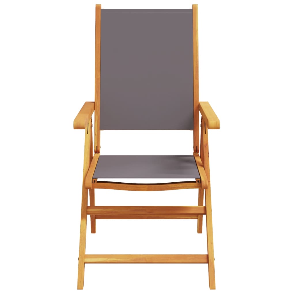 Anthracite Solid Wood & Fabric Garden Chairs, Set of 2