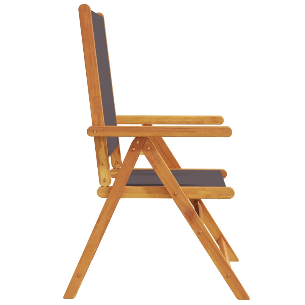 Anthracite Solid Wood & Fabric Garden Chairs, Set of 2