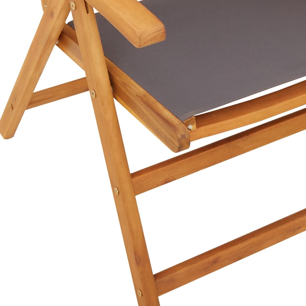 Anthracite Solid Wood & Fabric Garden Chairs, Set of 2