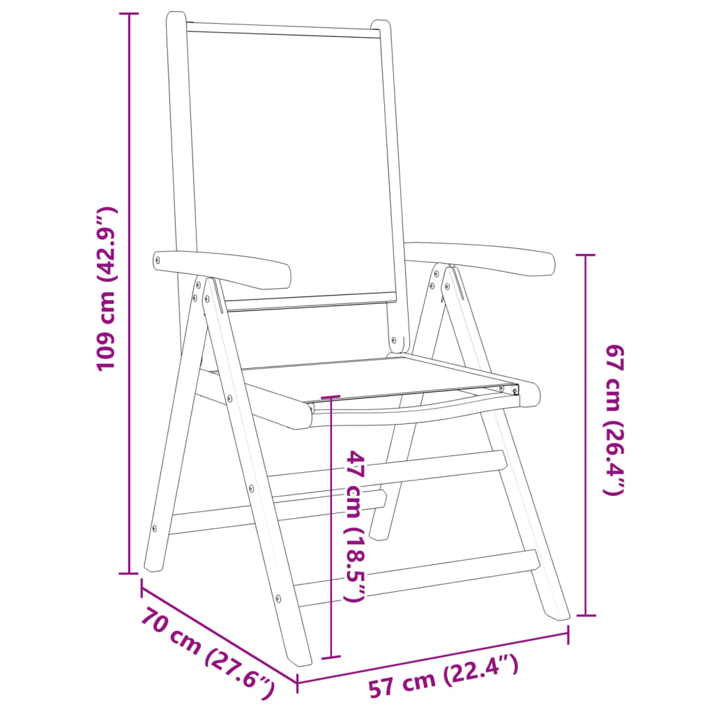 Anthracite Solid Wood & Fabric Garden Chairs, Set of 2