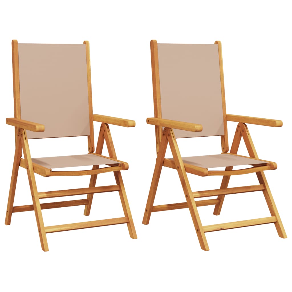 Taupe Acacia Wood Garden Chairs Set of 2 with Fabric Cushions