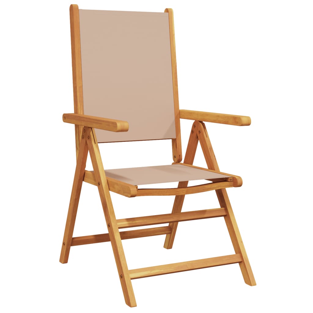 Taupe Acacia Wood Garden Chairs Set of 2 with Fabric Cushions
