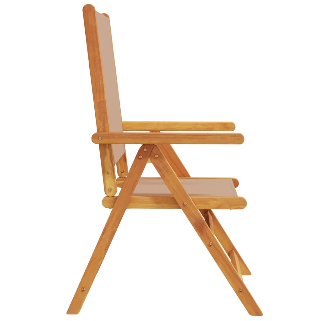 Taupe Acacia Wood Garden Chairs Set of 2 with Fabric Cushions
