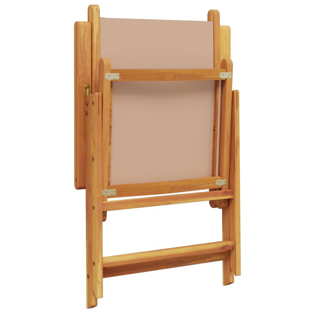 Taupe Acacia Wood Garden Chairs Set of 2 with Fabric Cushions