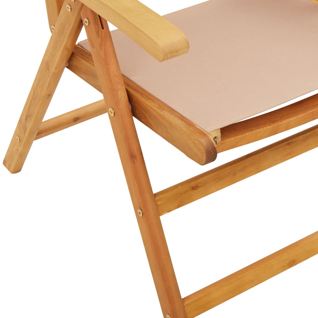 Taupe Acacia Wood Garden Chairs Set of 2 with Fabric Cushions