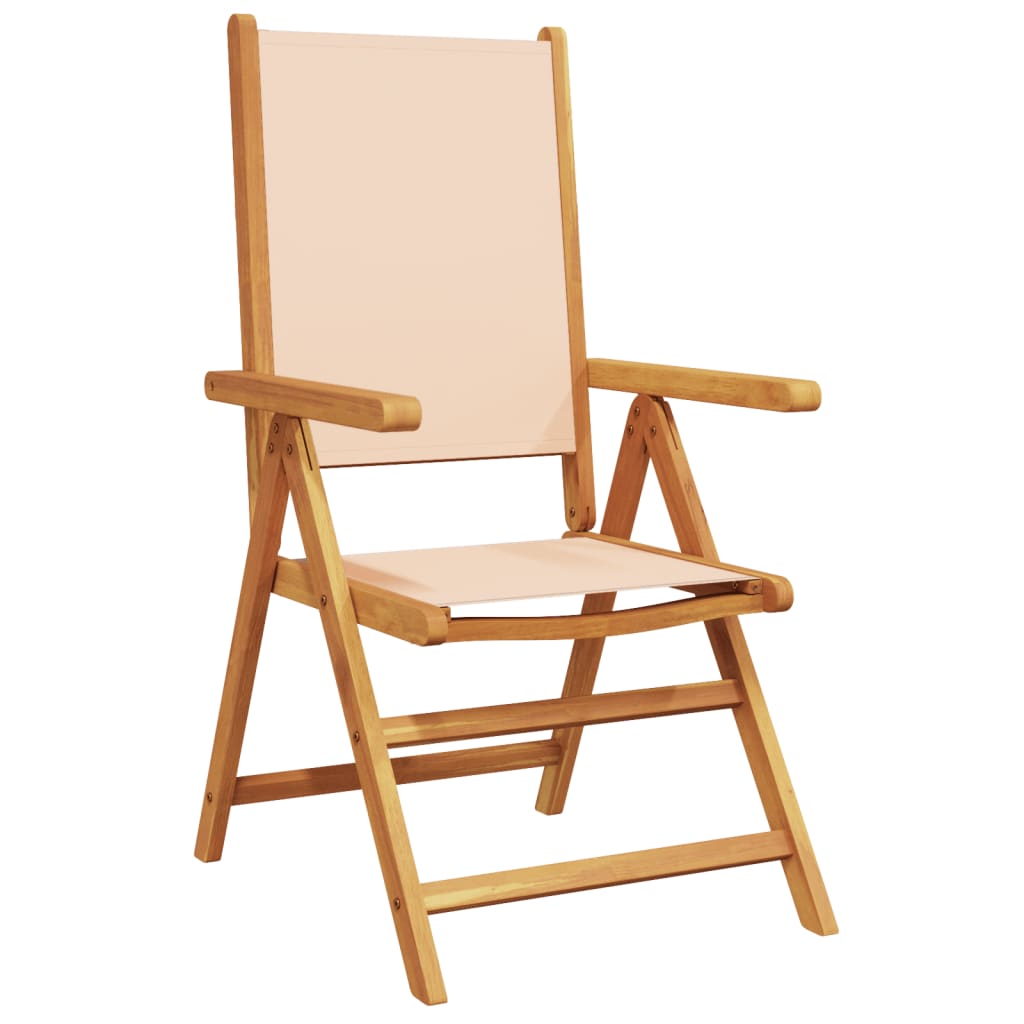 Beige Acacia Wood & Fabric Garden Chairs - Set of 2