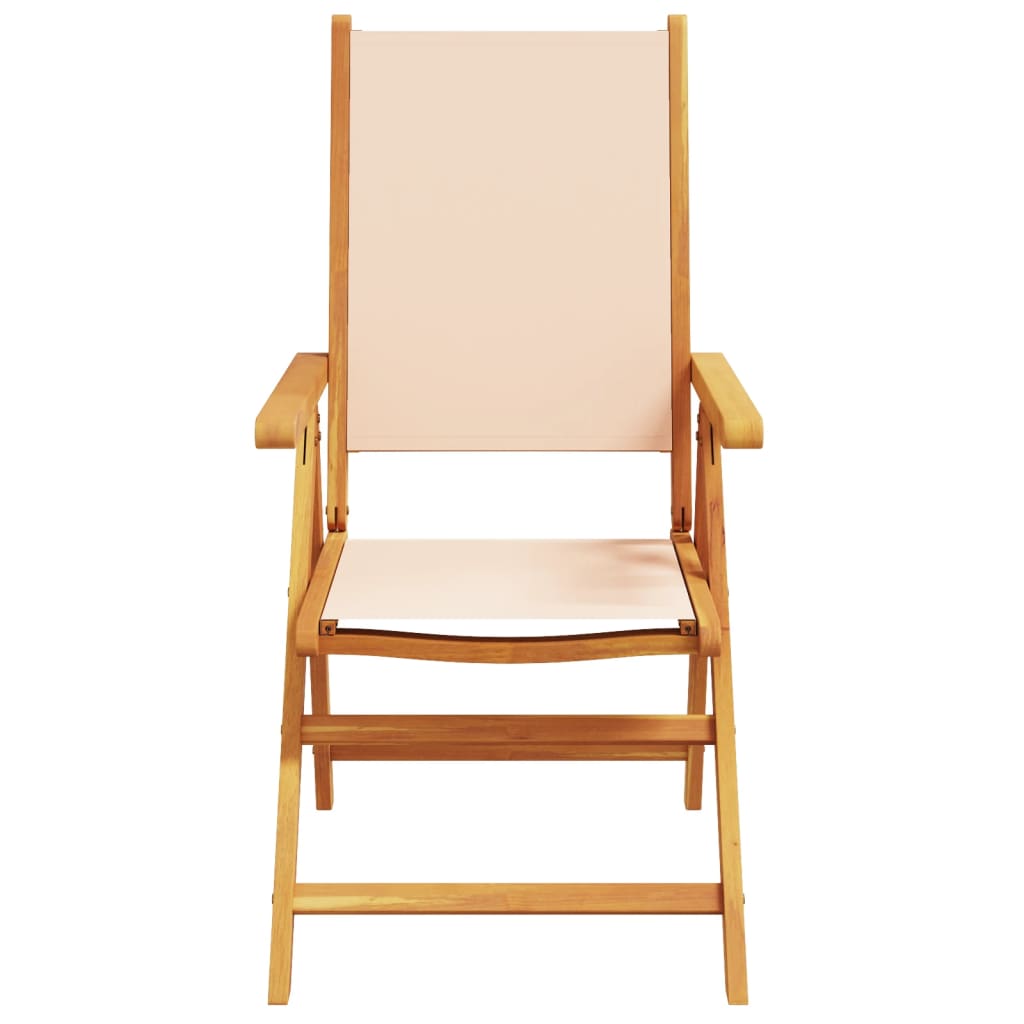 Beige Acacia Wood & Fabric Garden Chairs - Set of 2