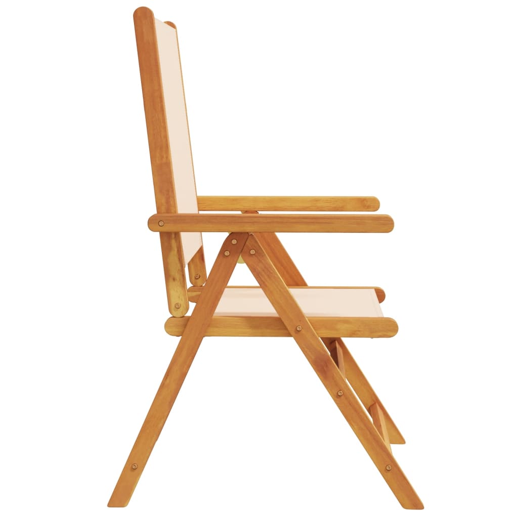 Beige Acacia Wood & Fabric Garden Chairs - Set of 2