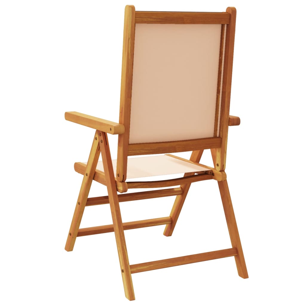 Beige Acacia Wood & Fabric Garden Chairs - Set of 2