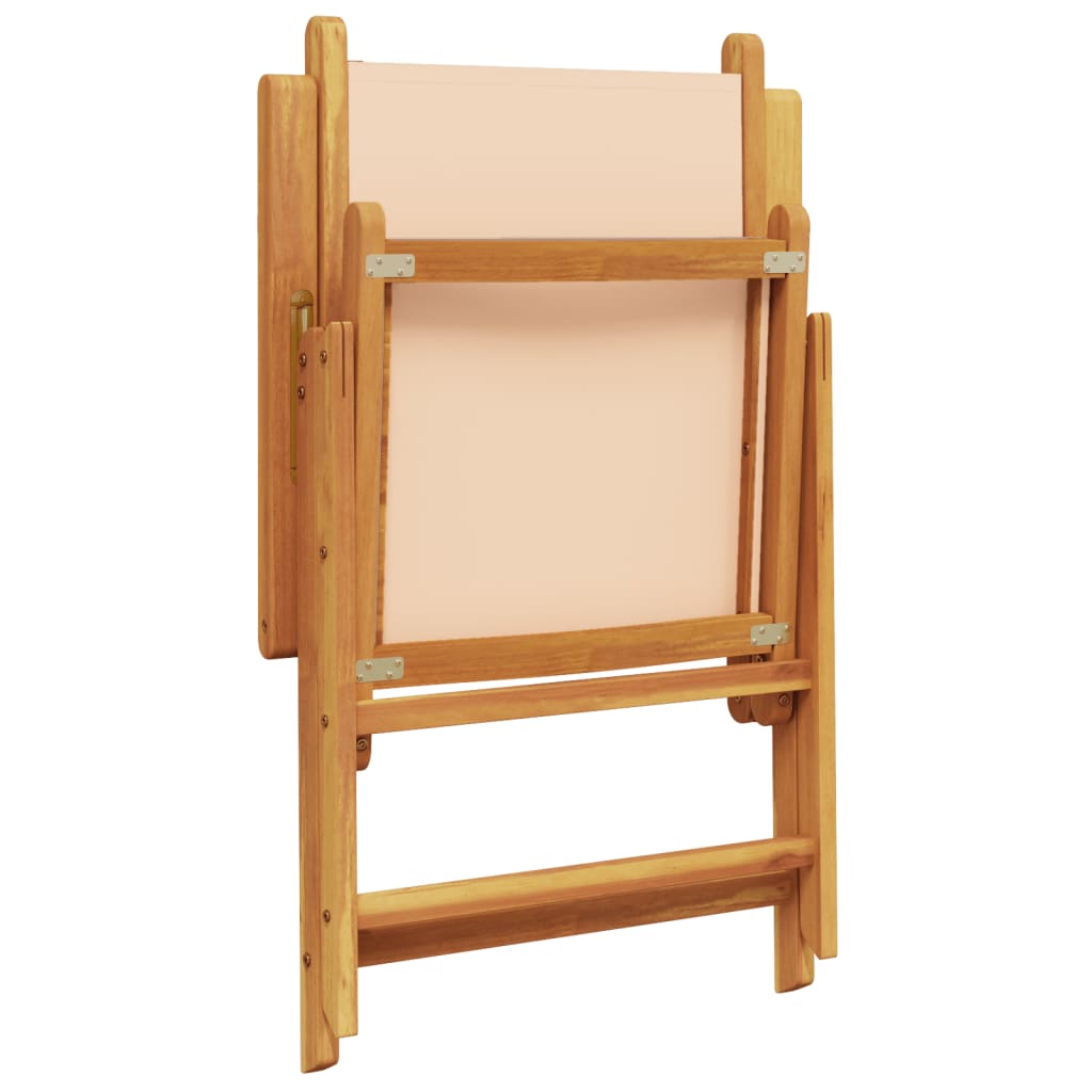 Beige Acacia Wood & Fabric Garden Chairs - Set of 2