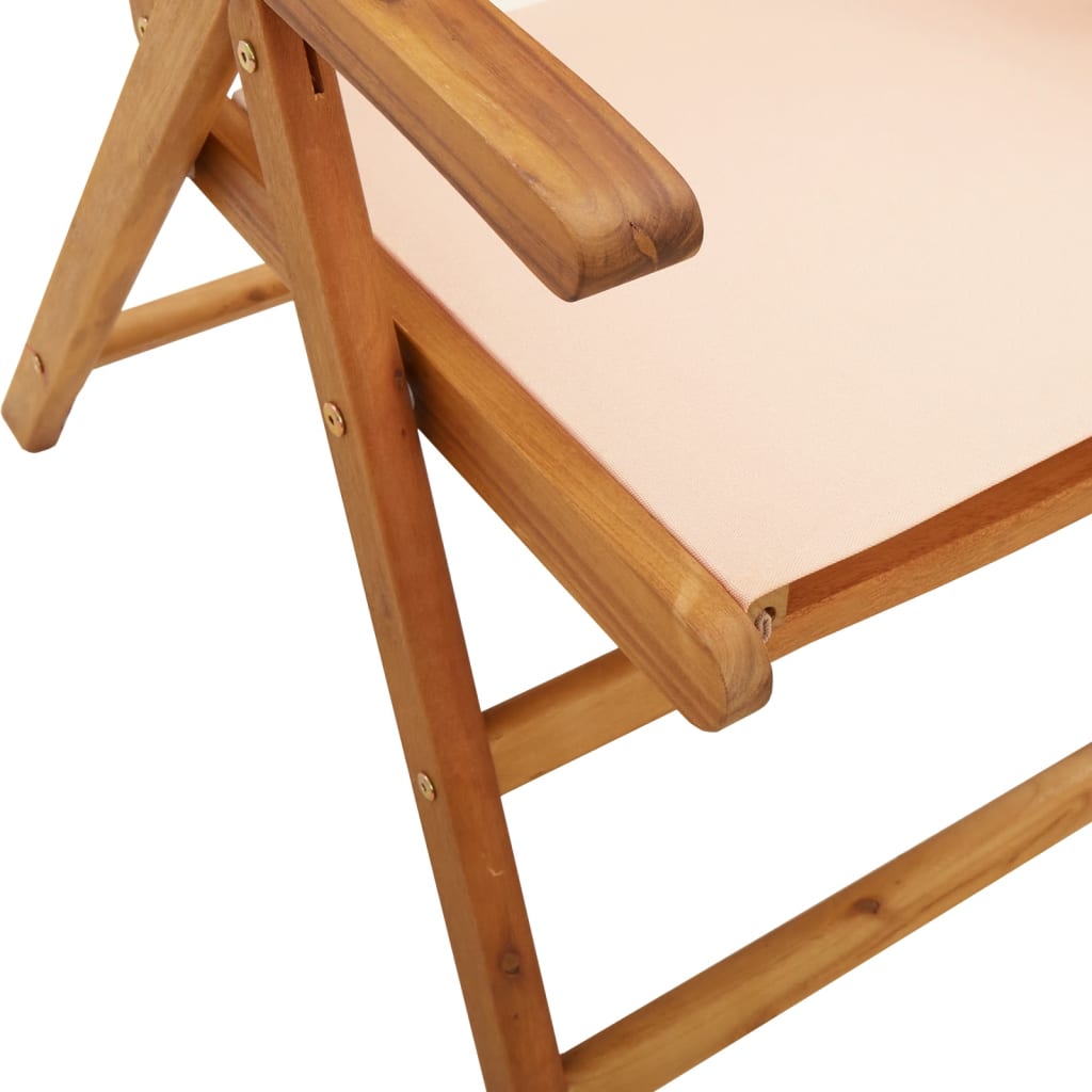 Beige Acacia Wood & Fabric Garden Chairs - Set of 2