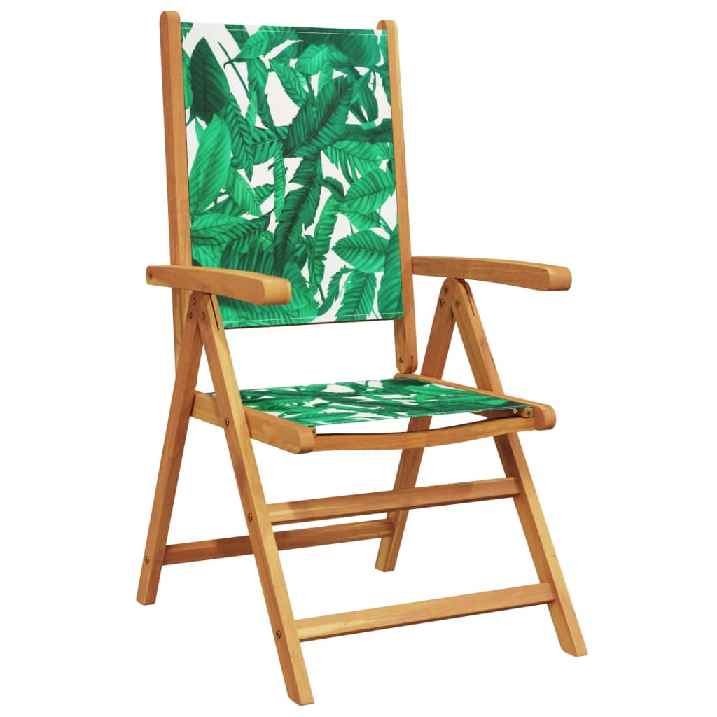 Leaf Pattern Garden Chairs 2 pcs - Solid Acacia Wood & Fabric