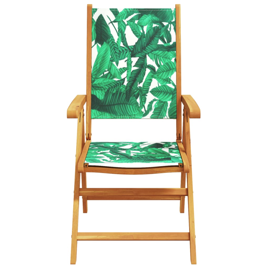 Leaf Pattern Garden Chairs 2 pcs - Solid Acacia Wood & Fabric