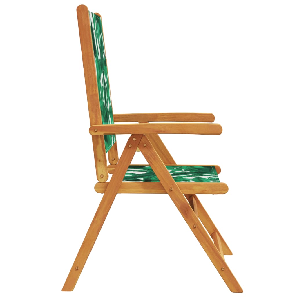 Leaf Pattern Garden Chairs 2 pcs - Solid Acacia Wood & Fabric