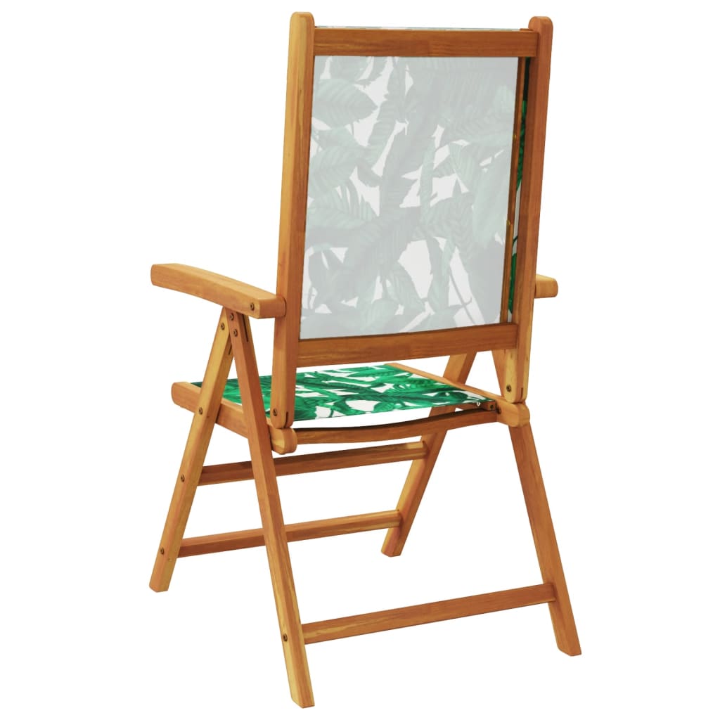 Leaf Pattern Garden Chairs 2 pcs - Solid Acacia Wood & Fabric