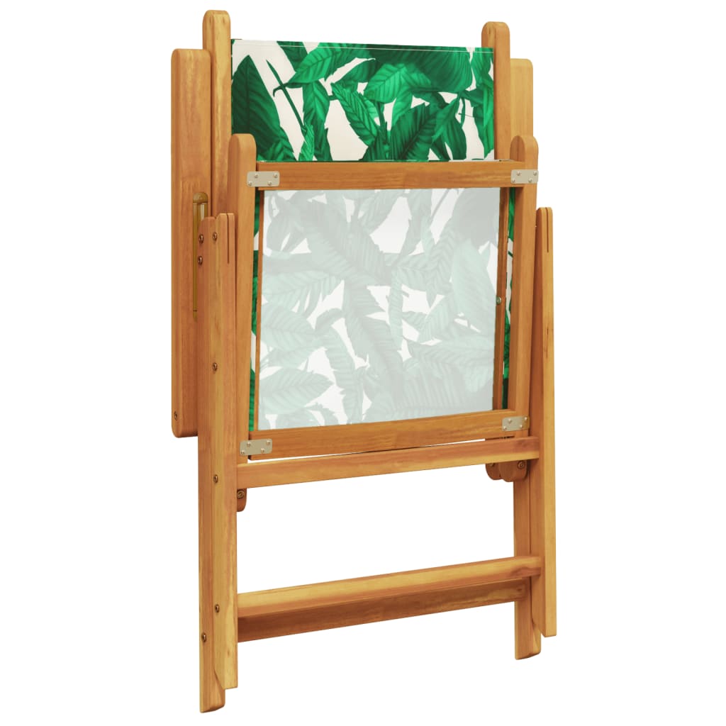 Leaf Pattern Garden Chairs 2 pcs - Solid Acacia Wood & Fabric