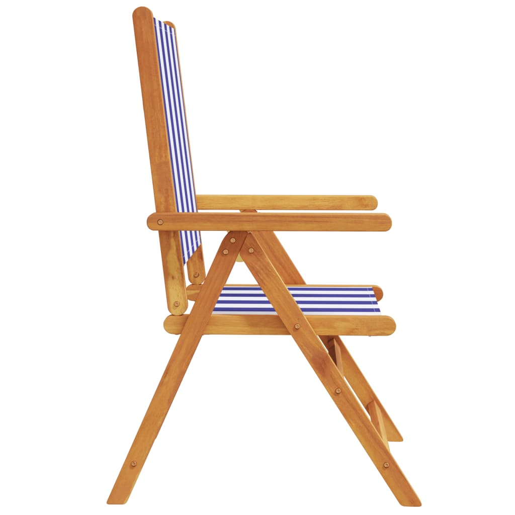 Blue & White Acacia Wood Garden Chairs Set - 2 pcs Fabric Design