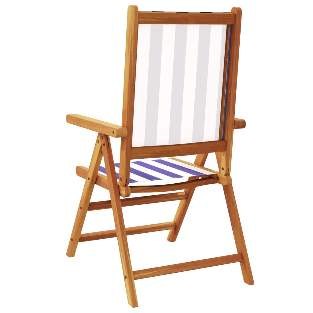 Blue & White Acacia Wood Garden Chairs Set - 2 pcs Fabric Design