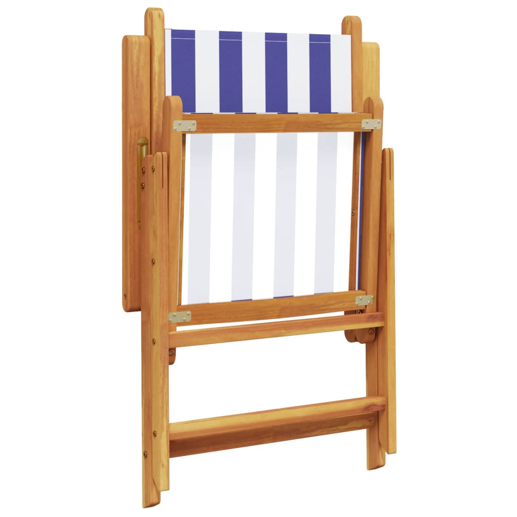 Blue & White Acacia Wood Garden Chairs Set - 2 pcs Fabric Design