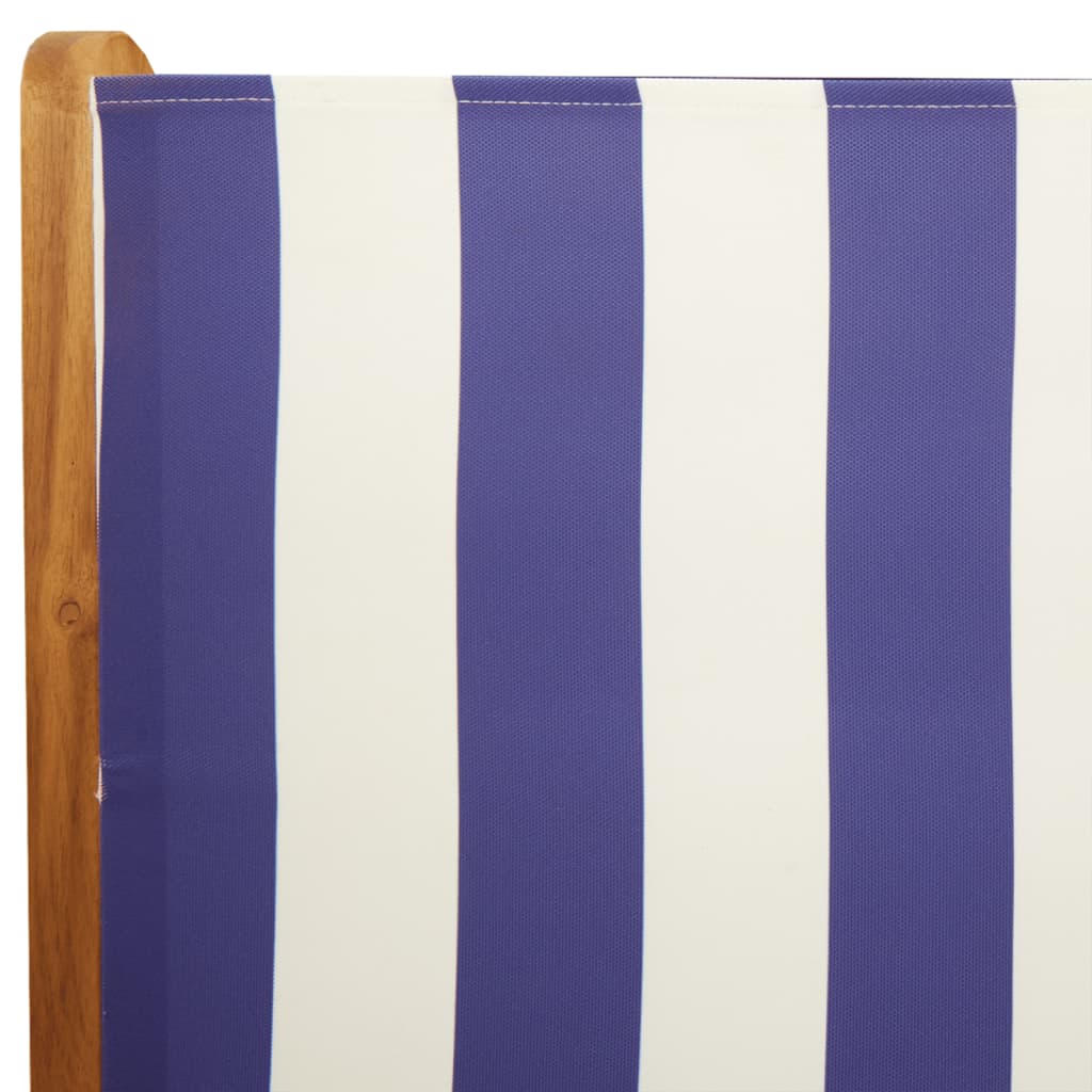 Blue & White Acacia Wood Garden Chairs Set - 2 pcs Fabric Design