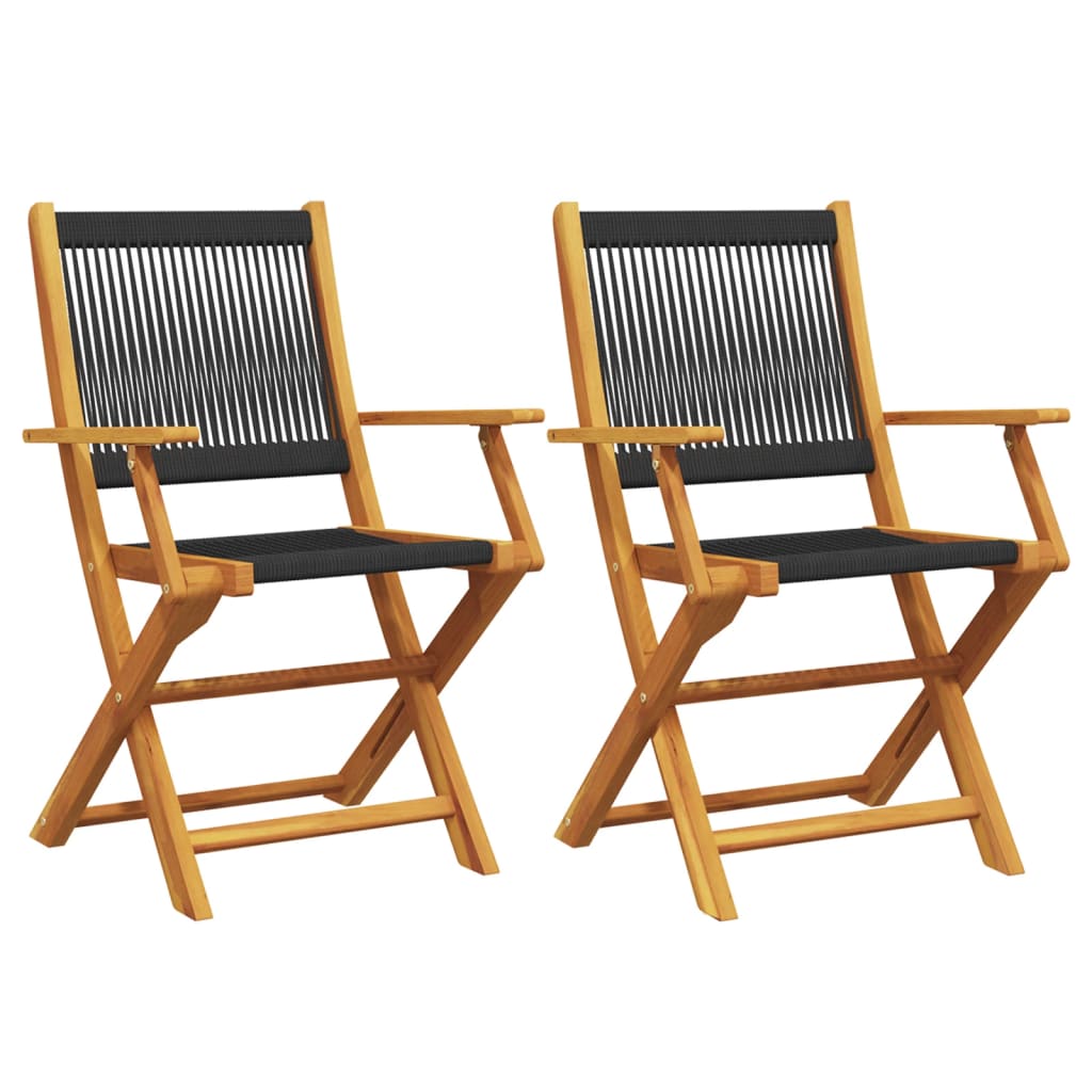 Elegant 2-Piece Black Acacia & Polypropylene Garden Chairs Set