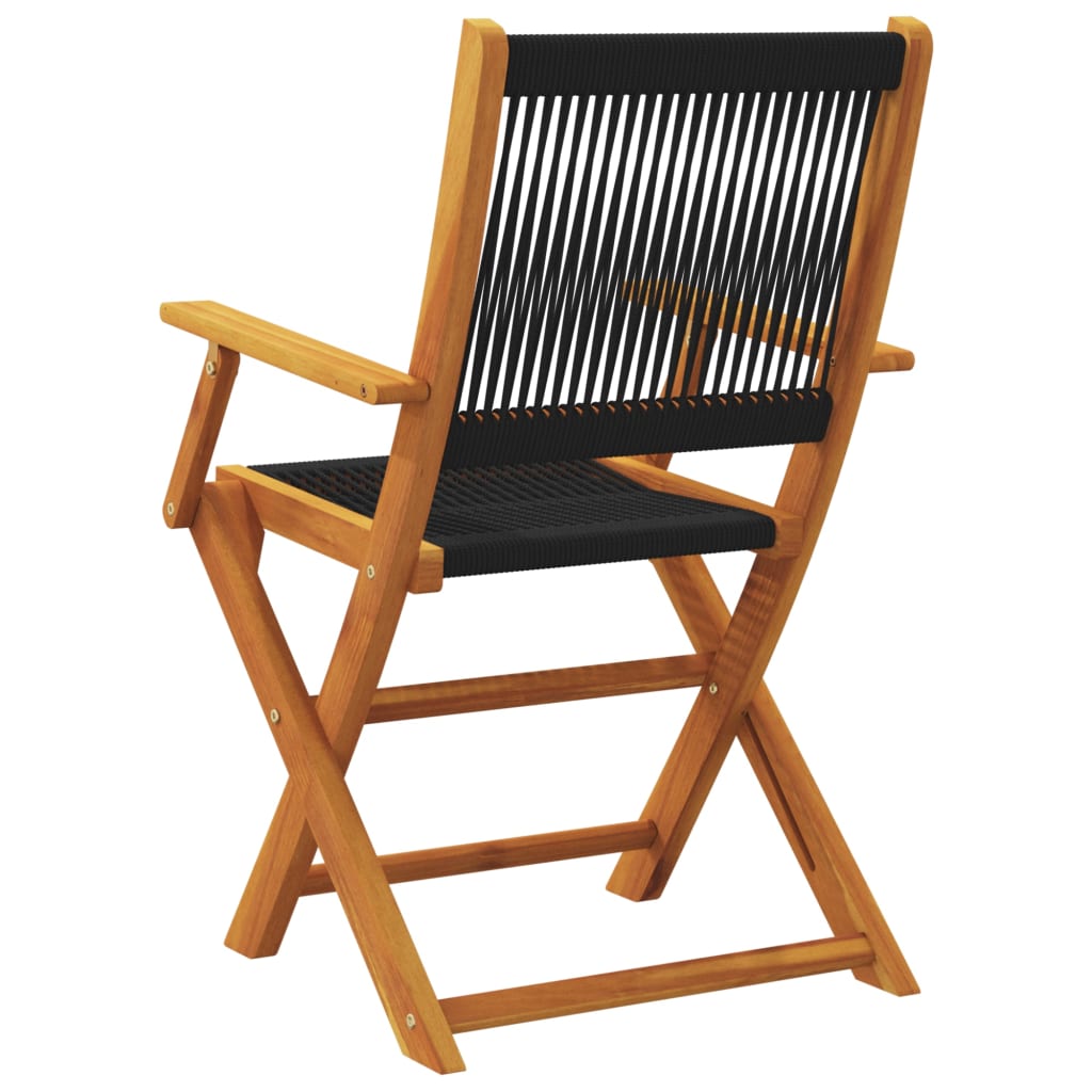 Elegant 2-Piece Black Acacia & Polypropylene Garden Chairs Set