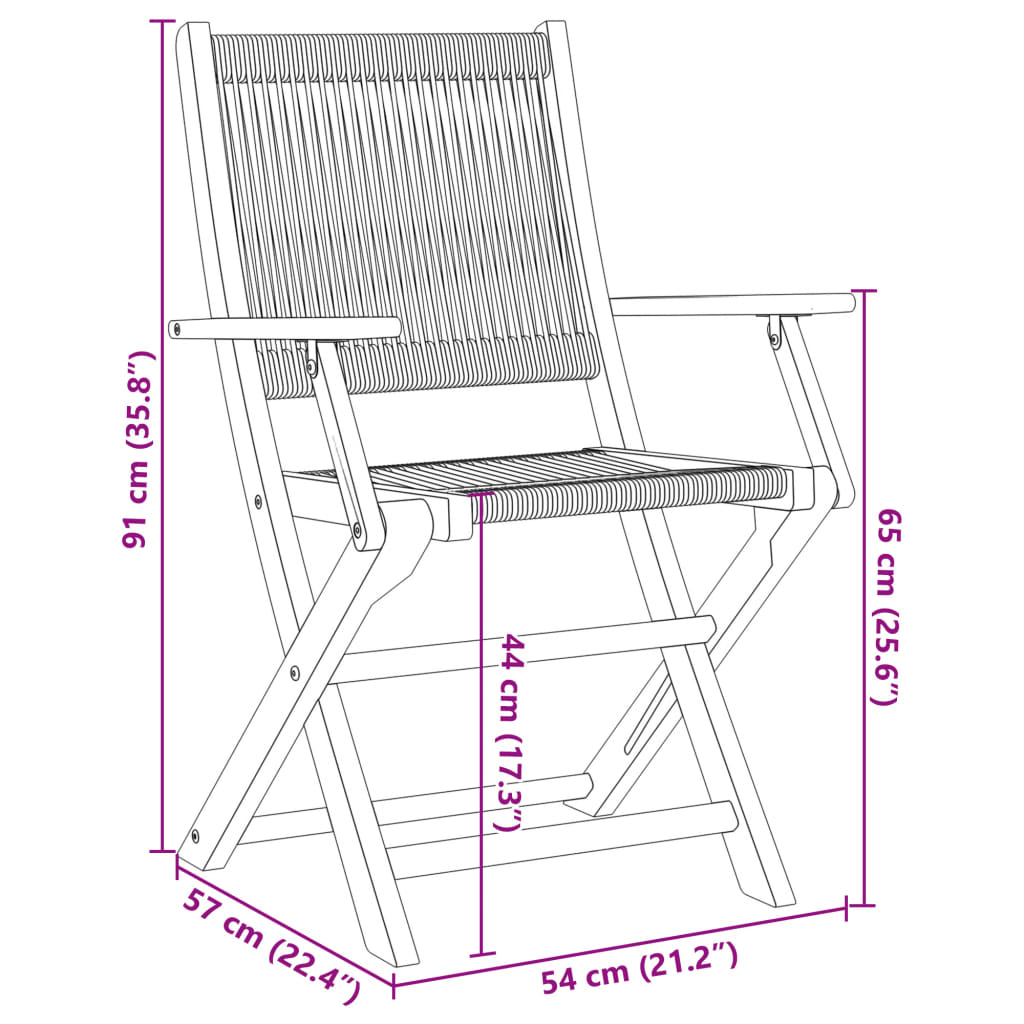 Elegant 2-Piece Black Acacia & Polypropylene Garden Chairs Set