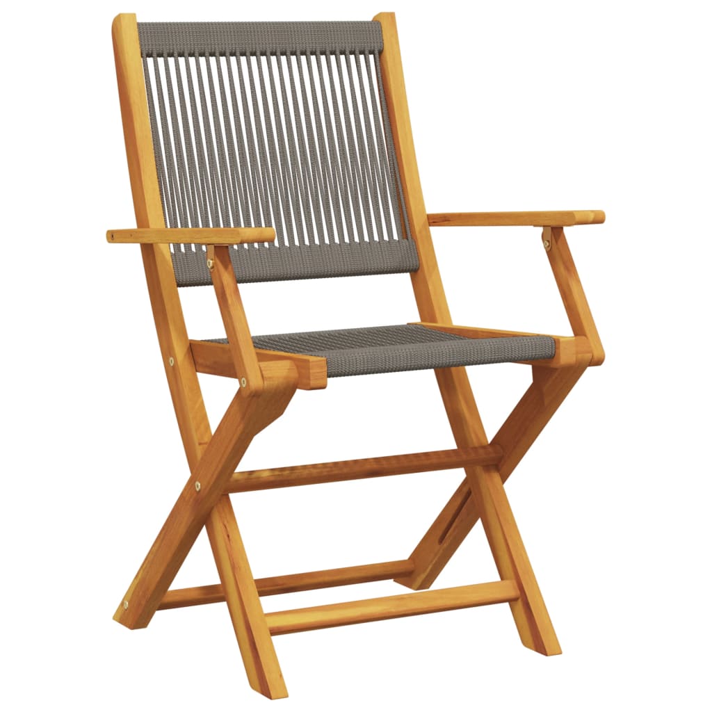 2 Grey Garden Chairs in Solid Acacia Wood & Polypropylene