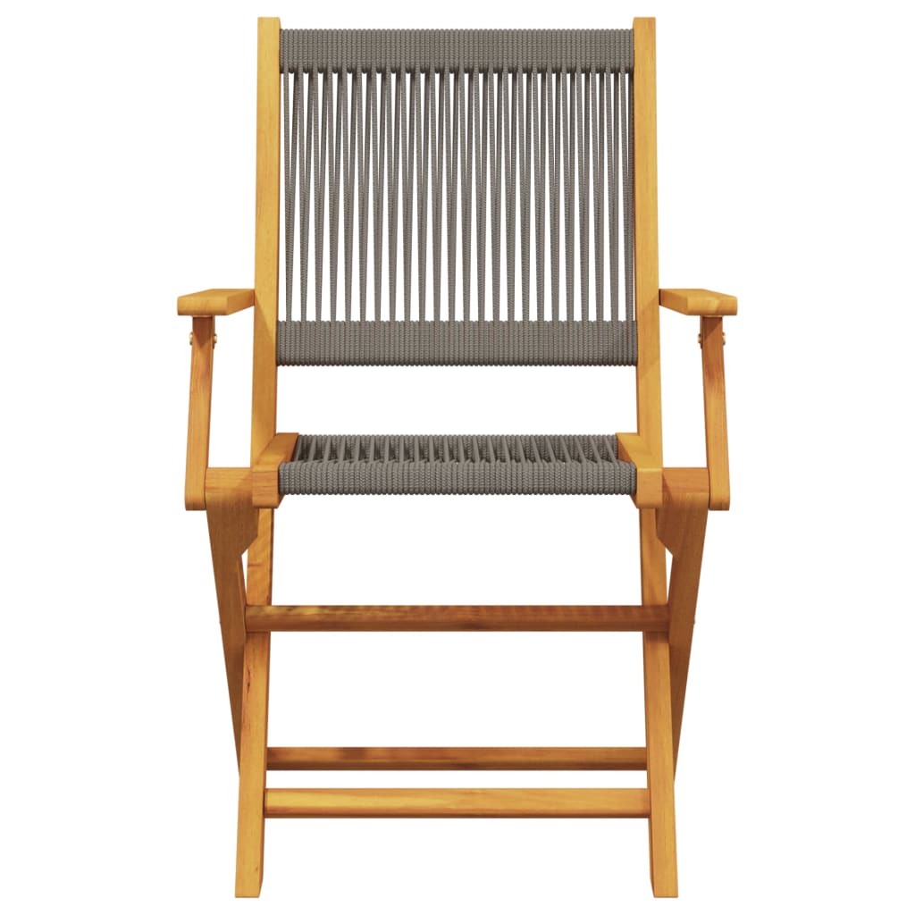 2 Grey Garden Chairs in Solid Acacia Wood & Polypropylene