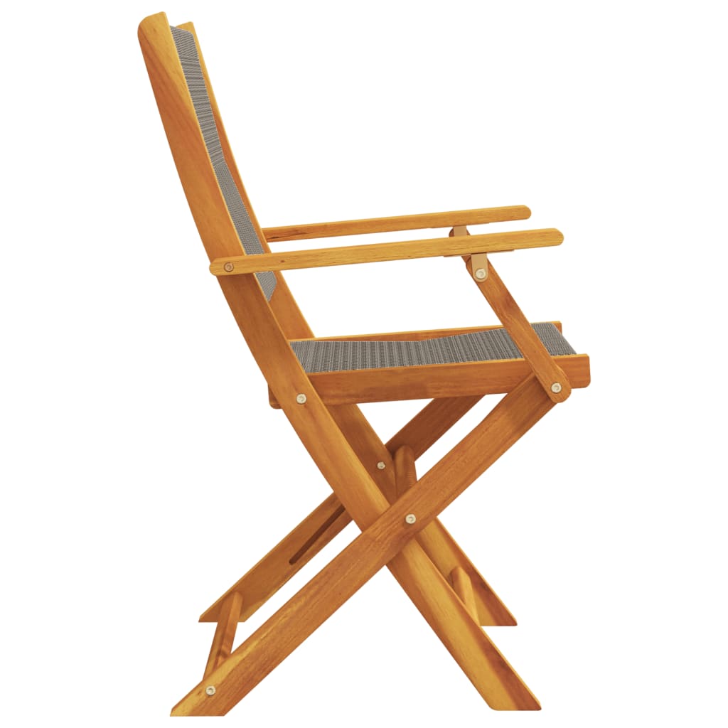 2 Grey Garden Chairs in Solid Acacia Wood & Polypropylene