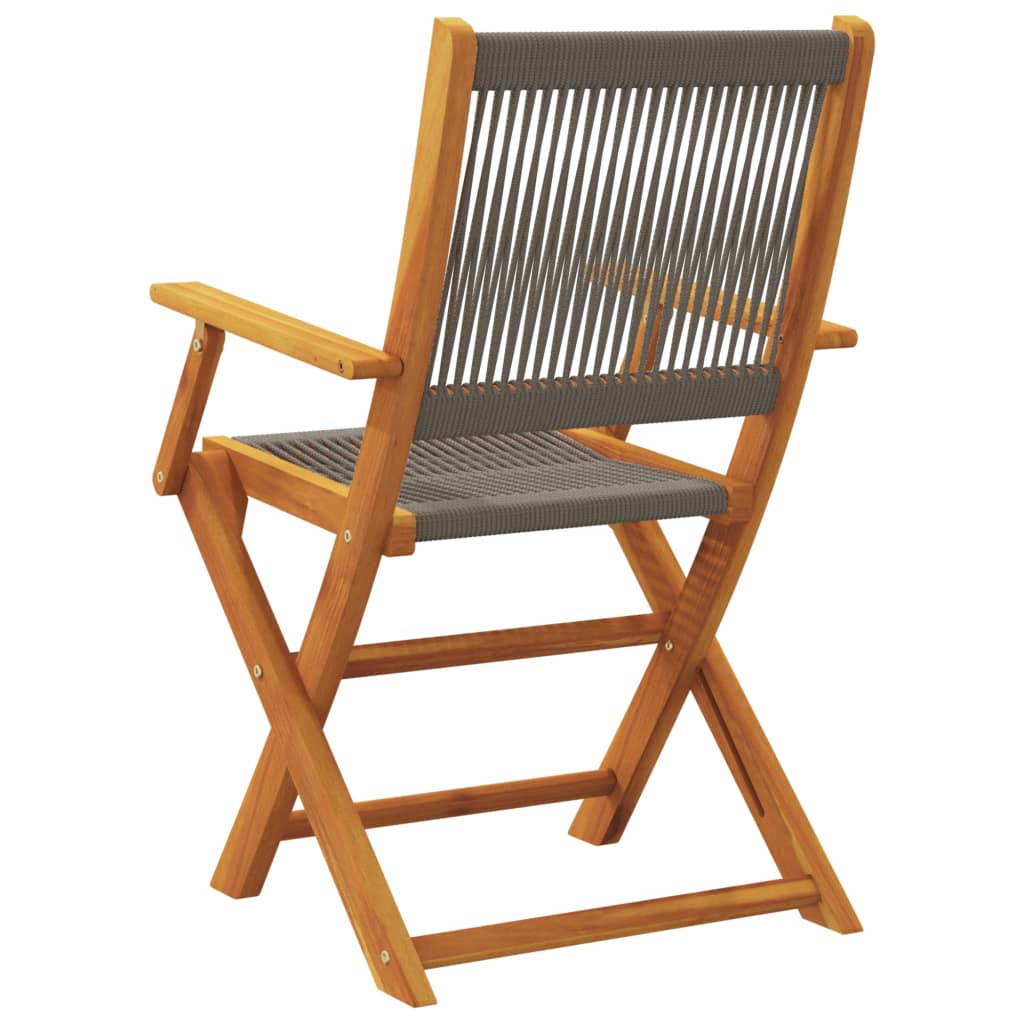 2 Grey Garden Chairs in Solid Acacia Wood & Polypropylene