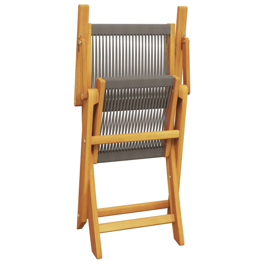 2 Grey Garden Chairs in Solid Acacia Wood & Polypropylene