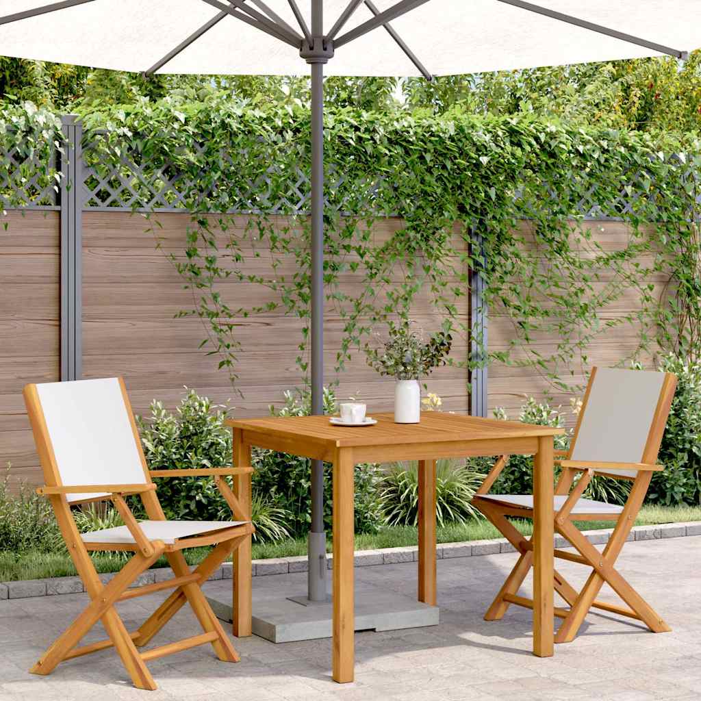 Cream White Acacia Wood Garden Chairs Set of 2 with Fabric