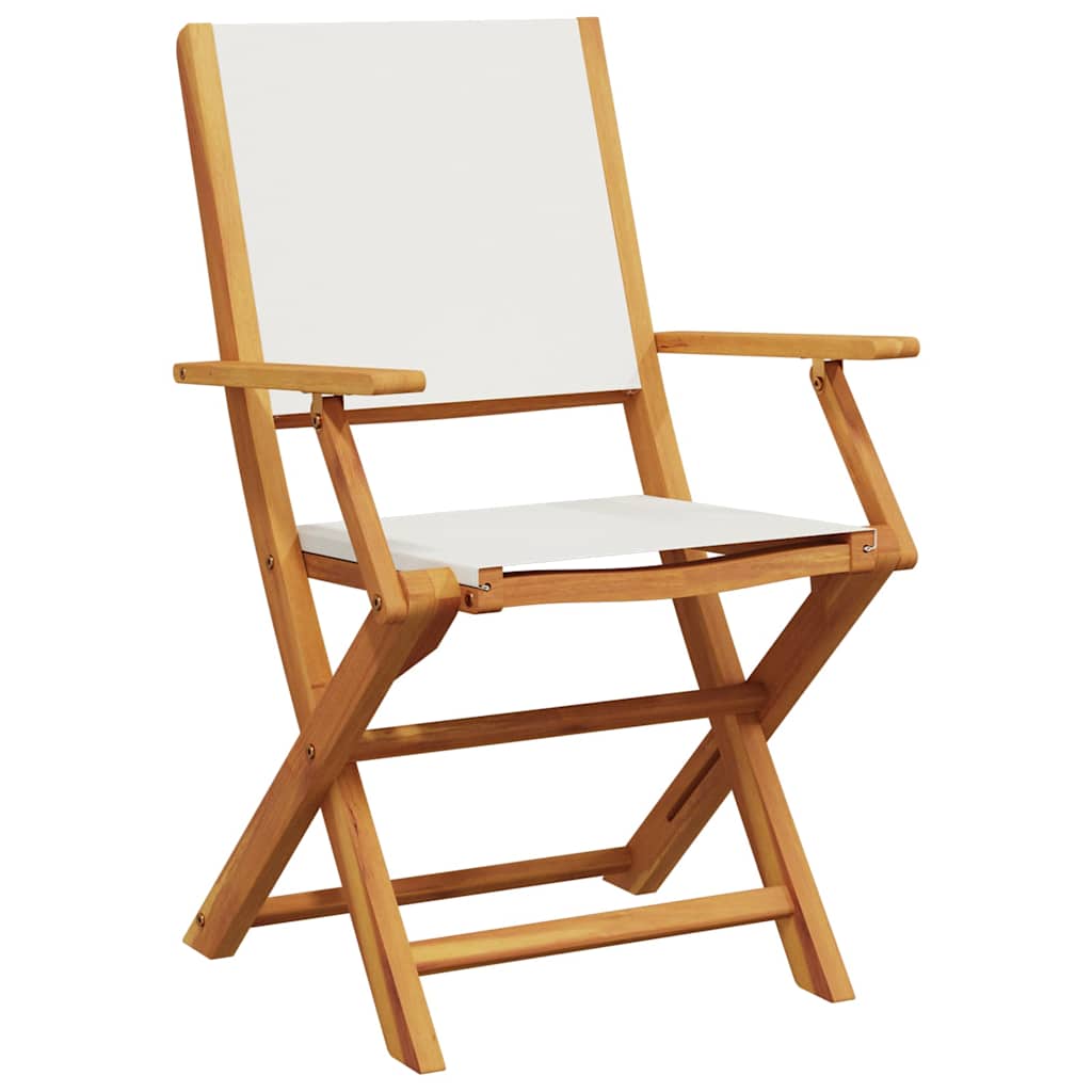 Cream White Acacia Wood Garden Chairs Set of 2 with Fabric