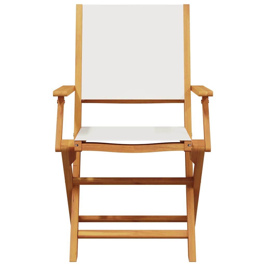 Cream White Acacia Wood Garden Chairs Set of 2 with Fabric