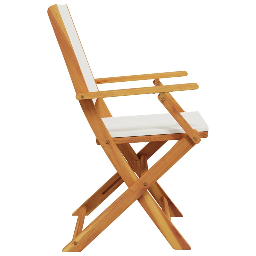 Cream White Acacia Wood Garden Chairs Set of 2 with Fabric