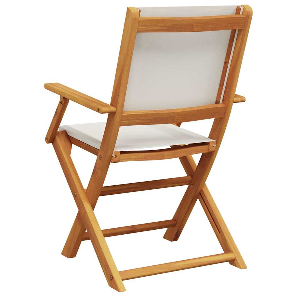 Cream White Acacia Wood Garden Chairs Set of 2 with Fabric