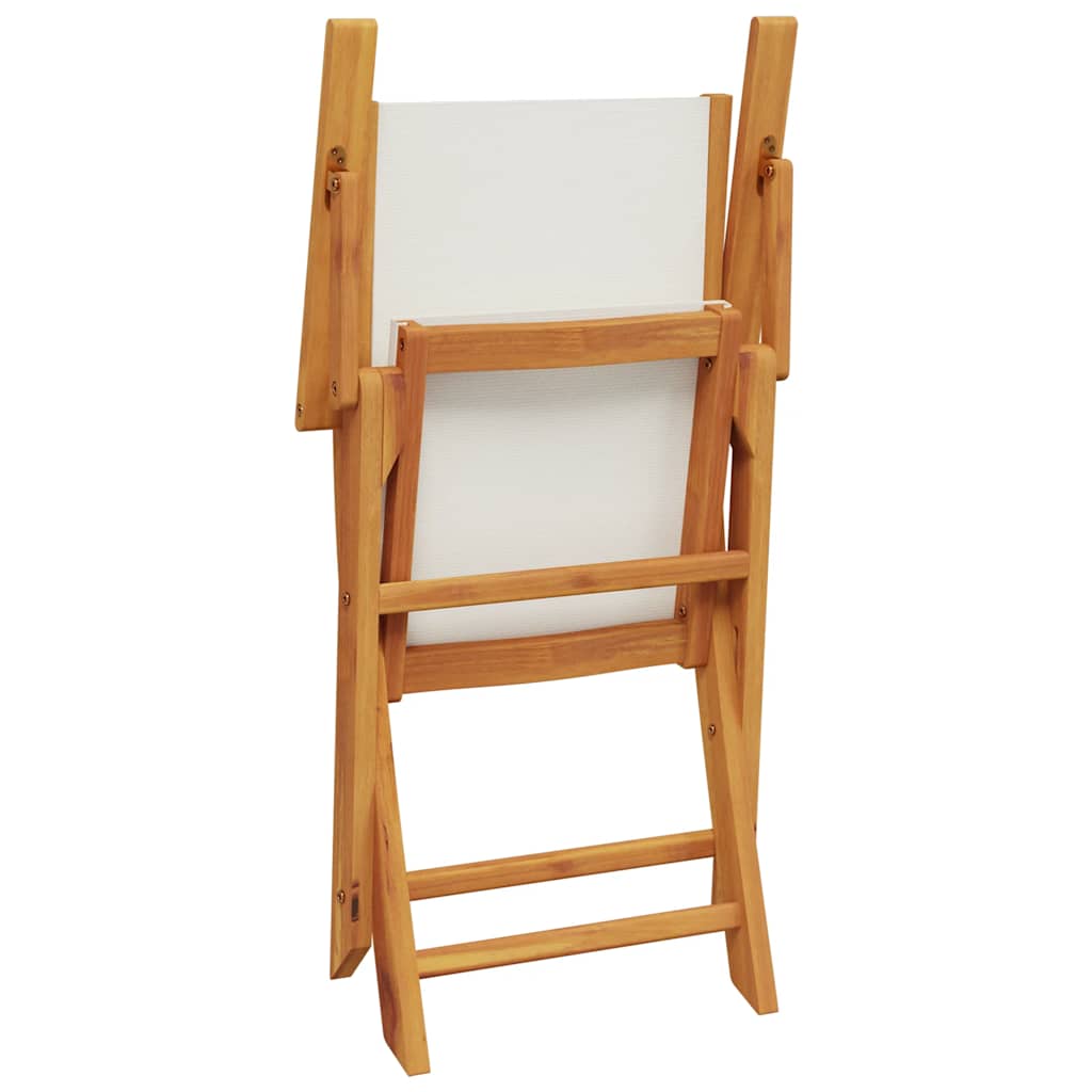 Cream White Acacia Wood Garden Chairs Set of 2 with Fabric